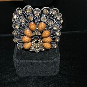 Bombay Bronze-Tone & Amber Fan peacock Bracelet